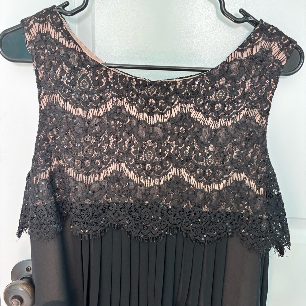 Kensie Black Lace Tiered Midi Dress